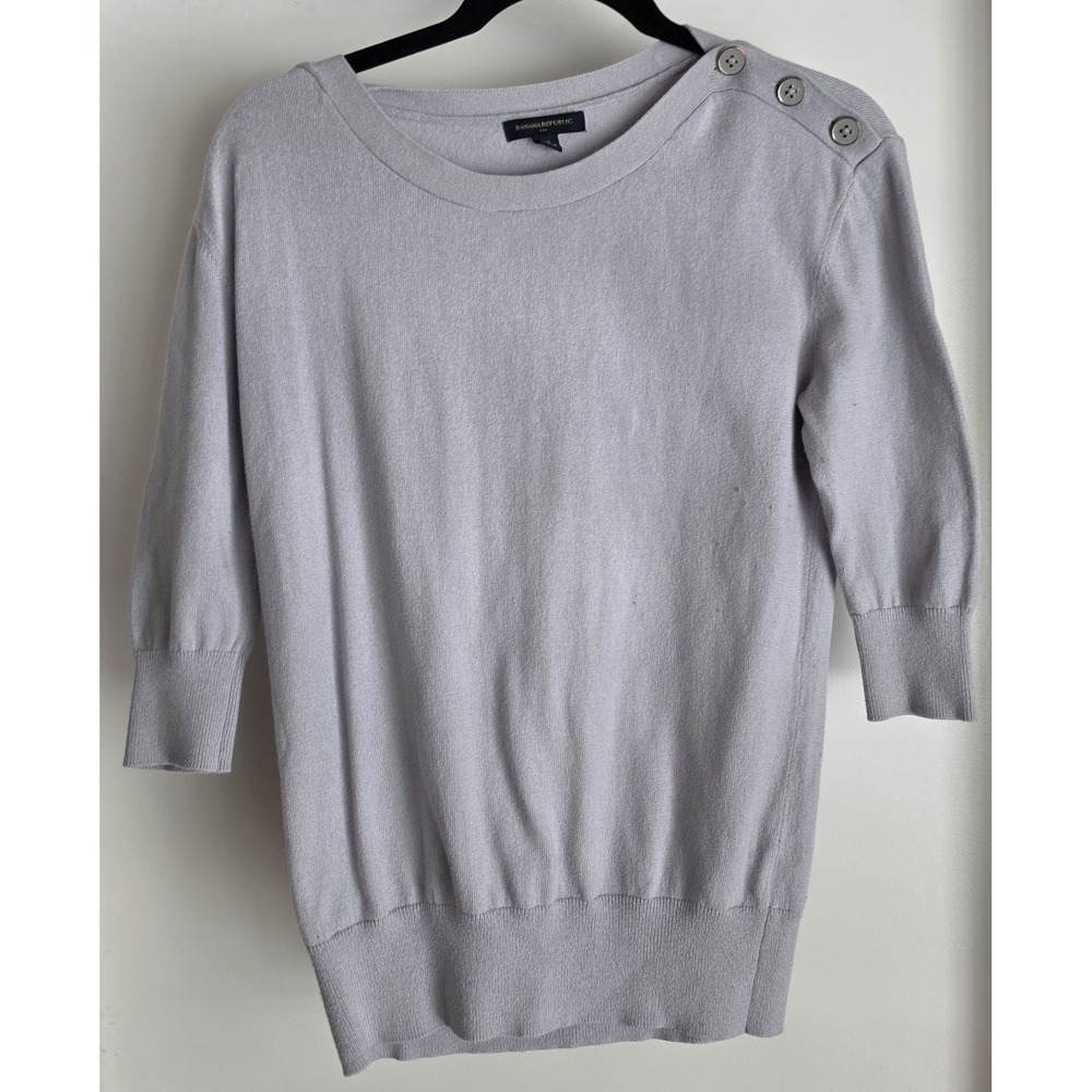 Banana Republic Sweater XS Light Purple 3/4 Sleeve Pullover Classic Knit Top - Picture 1 of 6